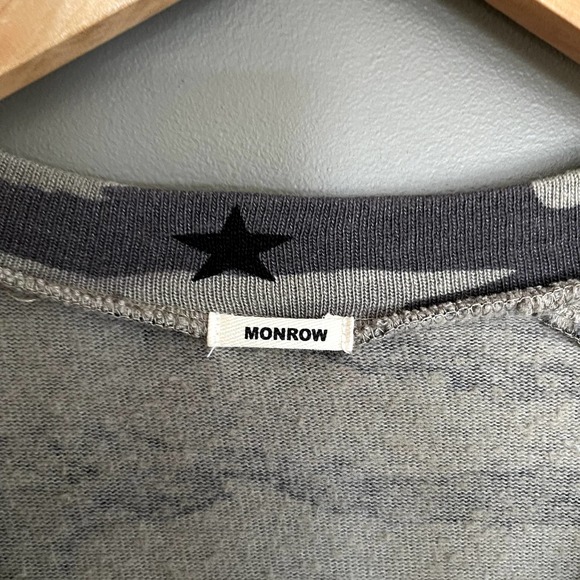 Monrow Camo Lace Up Pullover‎ Star Dusty Green Tea Sweatshirt Size Medium - Picture 7 of 16